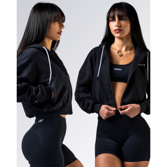 NEBBIA - Crop mikina s kapucňou POWER 895 (black)