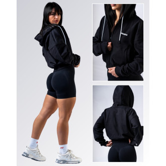 NEBBIA - Crop mikina s kapucňou POWER 895 (black)