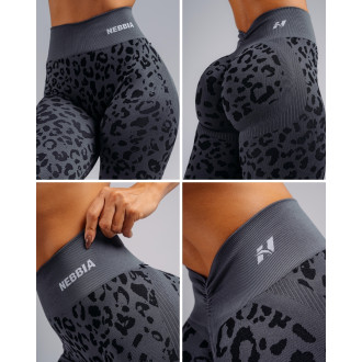 NEBBIA - Kompresné push-up legíny s leopardím vzorom PRIMAL 849 (BLACK LEOPARD)