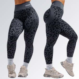 NEBBIA - Kompresné push-up legíny s leopardím vzorom PRIMAL 849 (BLACK LEOPARD)