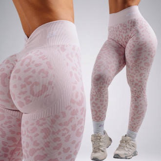 NEBBIA - Kompresné push-up legíny s leopardím vzorom PRIMAL 849 (PINK LEOPARD)