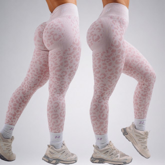 NEBBIA - Kompresné push-up legíny s leopardím vzorom PRIMAL 849 (PINK LEOPARD)