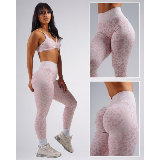 NEBBIA - Kompresné push-up legíny s leopardím vzorom PRIMAL 849 (PINK LEOPARD)