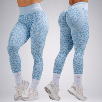 NEBBIA - Kompresné push-up legíny s leopardím vzorom PRIMAL 849 (BLUE LEOPARD)