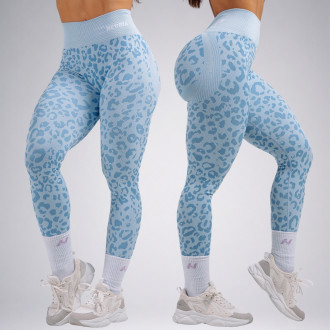 NEBBIA - Kompresné push-up legíny s leopardím vzorom PRIMAL 849 (BLUE LEOPARD)