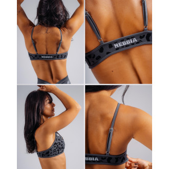 NEBBIA - Medium support športová podprsenka s leopardím vzorom PRIMAL 854 (BLACK LEOPARD)