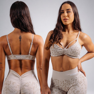 NEBBIA - Medium support športová podprsenka s leopardím vzorom PRIMAL 854 (CREAM LEOPARD)