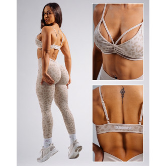 NEBBIA - Medium support športová podprsenka s leopardím vzorom PRIMAL 854 (CREAM LEOPARD)