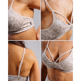 NEBBIA - Medium support športová podprsenka s leopardím vzorom PRIMAL 854 (CREAM LEOPARD)
