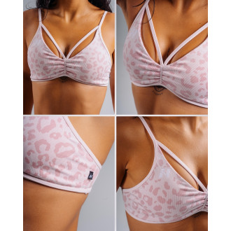 NEBBIA - Medium support športová podprsenka s leopardím vzorom PRIMAL 854 (PINK LEOPARD)