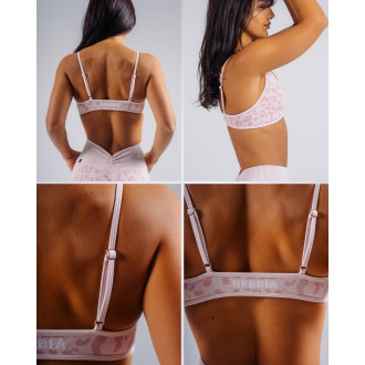 NEBBIA - Medium support športová podprsenka s leopardím vzorom PRIMAL 854 (PINK LEOPARD)