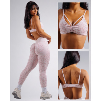 NEBBIA - Medium support športová podprsenka s leopardím vzorom PRIMAL 854 (PINK LEOPARD)