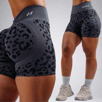 NEBBIA - Kompresné push-up šortky s leopardím vzorom PRIMAL 856 (BLACK LEOPARD)