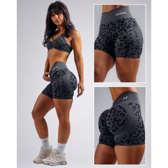 NEBBIA - Kompresné push-up šortky s leopardím vzorom PRIMAL 856 (BLACK LEOPARD)