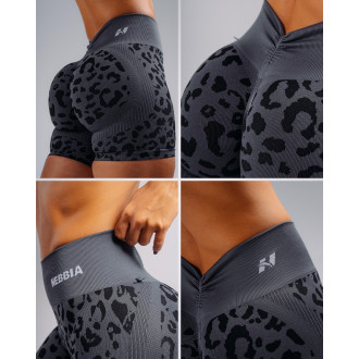 NEBBIA - Kompresné push-up šortky s leopardím vzorom PRIMAL 856 (BLACK LEOPARD)