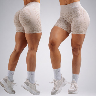 NEBBIA - Kompresné push-up šortky s leopardím vzorom PRIMAL 856 (CREAM LEOPARD)
