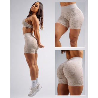NEBBIA - Kompresné push-up šortky s leopardím vzorom PRIMAL 856 (CREAM LEOPARD)