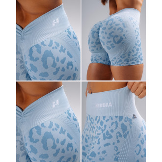 NEBBIA - Kompresné push-up šortky s leopardím vzorom PRIMAL 856 (BLUE LEOPARD)