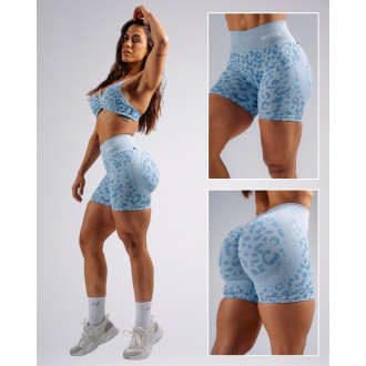 NEBBIA - Kompresné push-up šortky s leopardím vzorom PRIMAL 856 (BLUE LEOPARD)