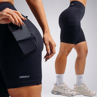NEBBIA - High-waist šortky s vreckami PRIMAL 858 (BLACK)