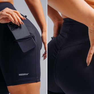 NEBBIA - High-waist šortky s vreckami PRIMAL 858 (BLACK)