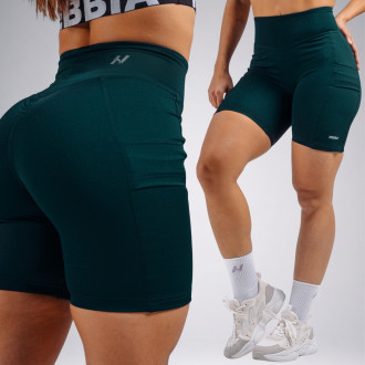 NEBBIA - High-waist šortky s vreckami PRIMAL 858 (DARK GREEN)
