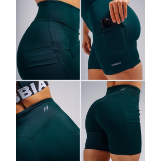 NEBBIA - High-waist šortky s vreckami PRIMAL 858 (DARK GREEN)