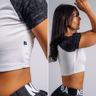 NEBBIA - Crop top s leopardím vzorom 97 PRIMAL 861 (BLACK LEOPARD)
