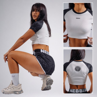 NEBBIA - Crop top s leopardím vzorom 97 PRIMAL 861 (BLACK LEOPARD)