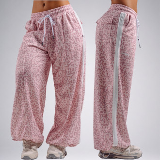 NEBBIA - Baggy tepláky s leopardím vzorom PRIMAL 865 (PINK LEOPARD)