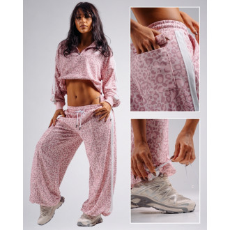 NEBBIA - Baggy tepláky s leopardím vzorom PRIMAL 865 (PINK LEOPARD)
