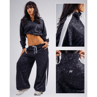 NEBBIA - Half-zip mikina s leopardím vzorom PRIMAL 866 (BLACK LEOPARD)