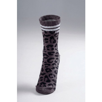 NEBBIA - Crew ponožky s leopardím vzorom PRIMAL 106 (BLACK LEOPARD)