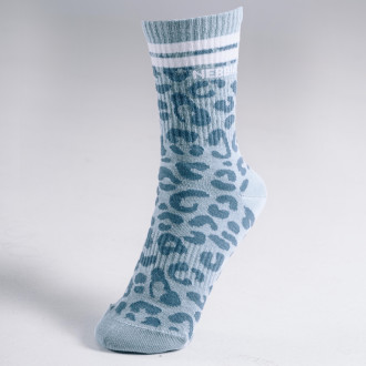 NEBBIA - Crew ponožky s leopardím vzorom PRIMAL 106 (BLUE LEOPARD)