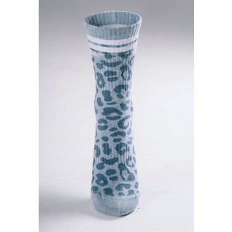 NEBBIA - Crew ponožky s leopardím vzorom PRIMAL 106 (BLUE LEOPARD)