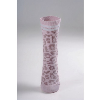 NEBBIA - Crew ponožky s leopardím vzorom PRIMAL 106 (PINK LEOPARD)