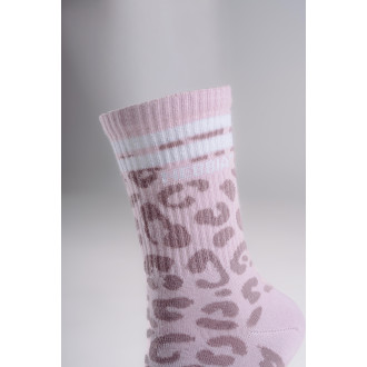 NEBBIA - Crew ponožky s leopardím vzorom PRIMAL 106 (PINK LEOPARD)