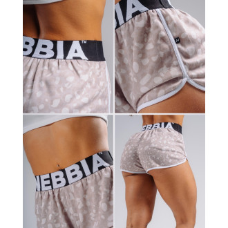 NEBBIA - Tréningové šortky s leopardím vzorom PRIMAL 855 (CREAM LEOPARD)