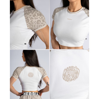 NEBBIA - Crop top s leopardím vzorom 97 PRIMAL 861 (CREAM LEOPARD)