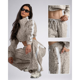 NEBBIA - Baggy tepláky s leopardím vzorom PRIMAL 865 (CREAM LEOPARD)