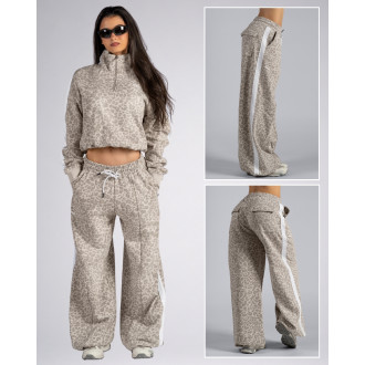 NEBBIA - Baggy tepláky s leopardím vzorom PRIMAL 865 (CREAM LEOPARD)