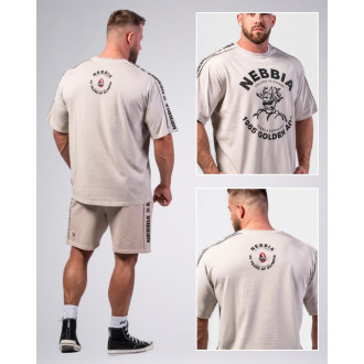 NEBBIA - Washed oversized tričko GOLDEN AGE 790 (light grey)
