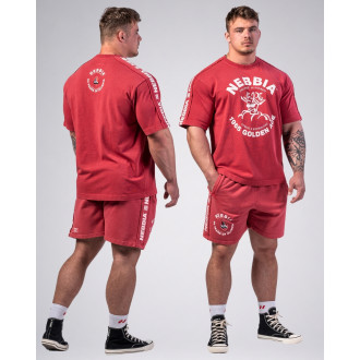 NEBBIA - Washed oversized tričko GOLDEN AGE 790 (red)