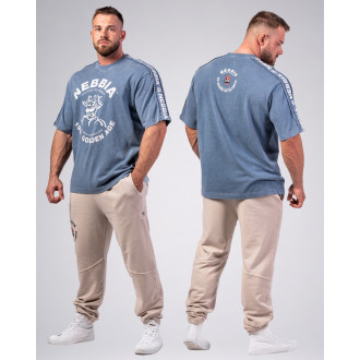 NEBBIA - Washed oversized tričko GOLDEN AGE 790 (blue)