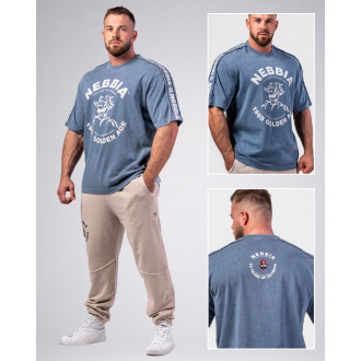 NEBBIA - Washed oversized tričko GOLDEN AGE 790 (blue)
