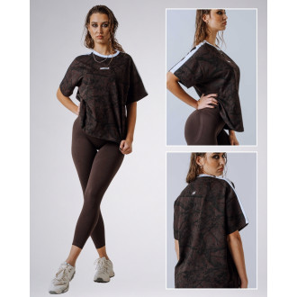 NEBBIA - Dámske relaxed fit tričko POWER 894 (dark brown camo)