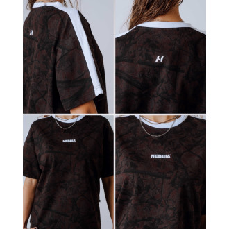 NEBBIA - Dámske relaxed fit tričko POWER 894 (dark brown camo)