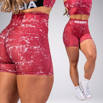 NEBBIA - Legínové šortky s vysokým pásom HAMMIES 615 (red)