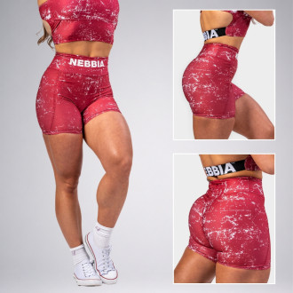 NEBBIA - Legínové šortky s vysokým pásom HAMMIES 615 (red)