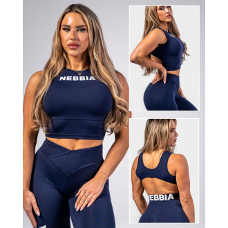 NEBBIA - Crop top tielko GYM THERAPY 618 (dark blue)
